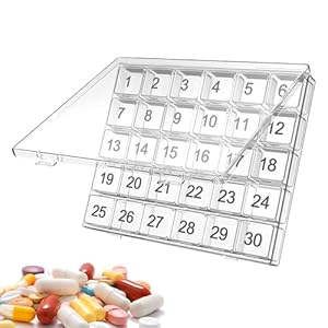 Portable Pill Box – Monthly Pills Storage Containers Monthly Pill Case, Monthly Pill Organizer, Clear Large Compartments Medicine Organizer, Personal Pill Organizers for Outdoor Traveling