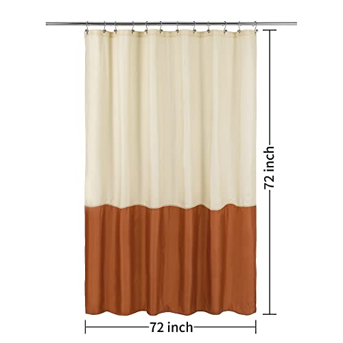 Image of ALYVIA SPRING Waterproof Fabric Shower Curtain or Liner Cream /Orange, 72x72 | 3 Magnets, Soft Cloth & Hotel Quality, Machine Washable, Light-Weight, Standard Size