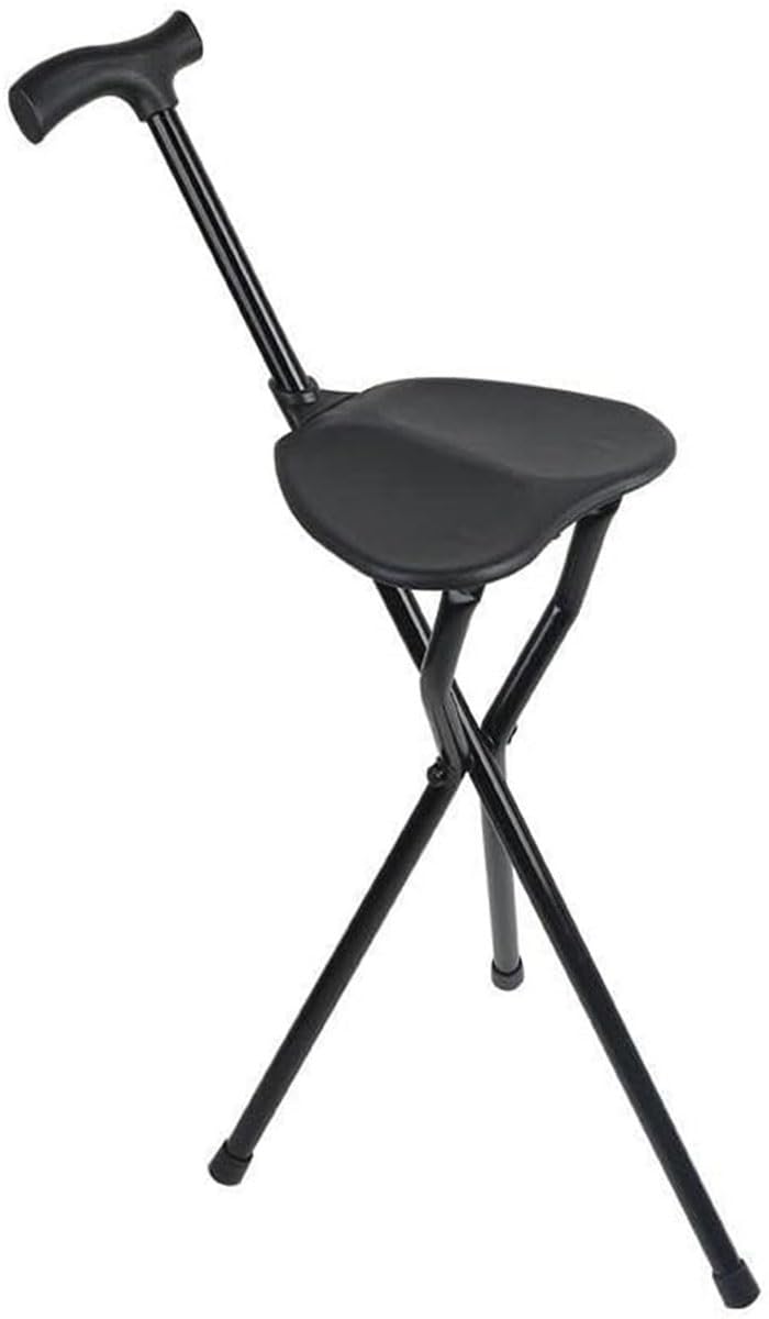 Combo De Silla De Bastón Bastón con Silla para Caminar, Taburete Silla Bastón Plegable Bastón Trípode para Caminar Bastón Ortopédico Mango Ergonómico para Ancianos Y Discapacitados