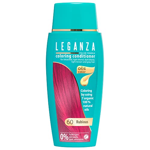 Leganza Coloring Conditioner Color 60 Ruby Red with 7 Natural Oils Ammonia and Paraben Free