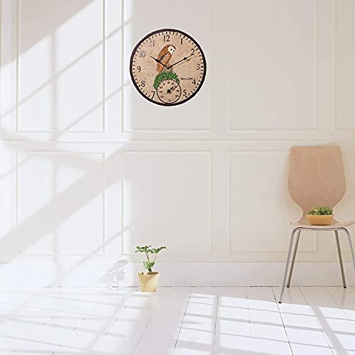 Tuinklok weerbestendige buitenklok tuin, retro hars wandklok met thermometer voor binnen en buiten mute tuin klokken… - Image 8