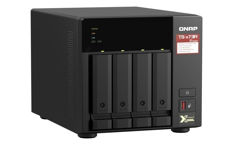 QNAP TS-473A 4-Bay Turbo-Station NAS (AMD Ryzen™ Embedded V1500B 4-Core/8-Thread 2,2 GHz 8GB DDR4 RAM 2xRJ-45 2,5 GbE LAN-Port) 16TB Bundle mit 4X 4TB Seagate IronWolf NAS HDDs