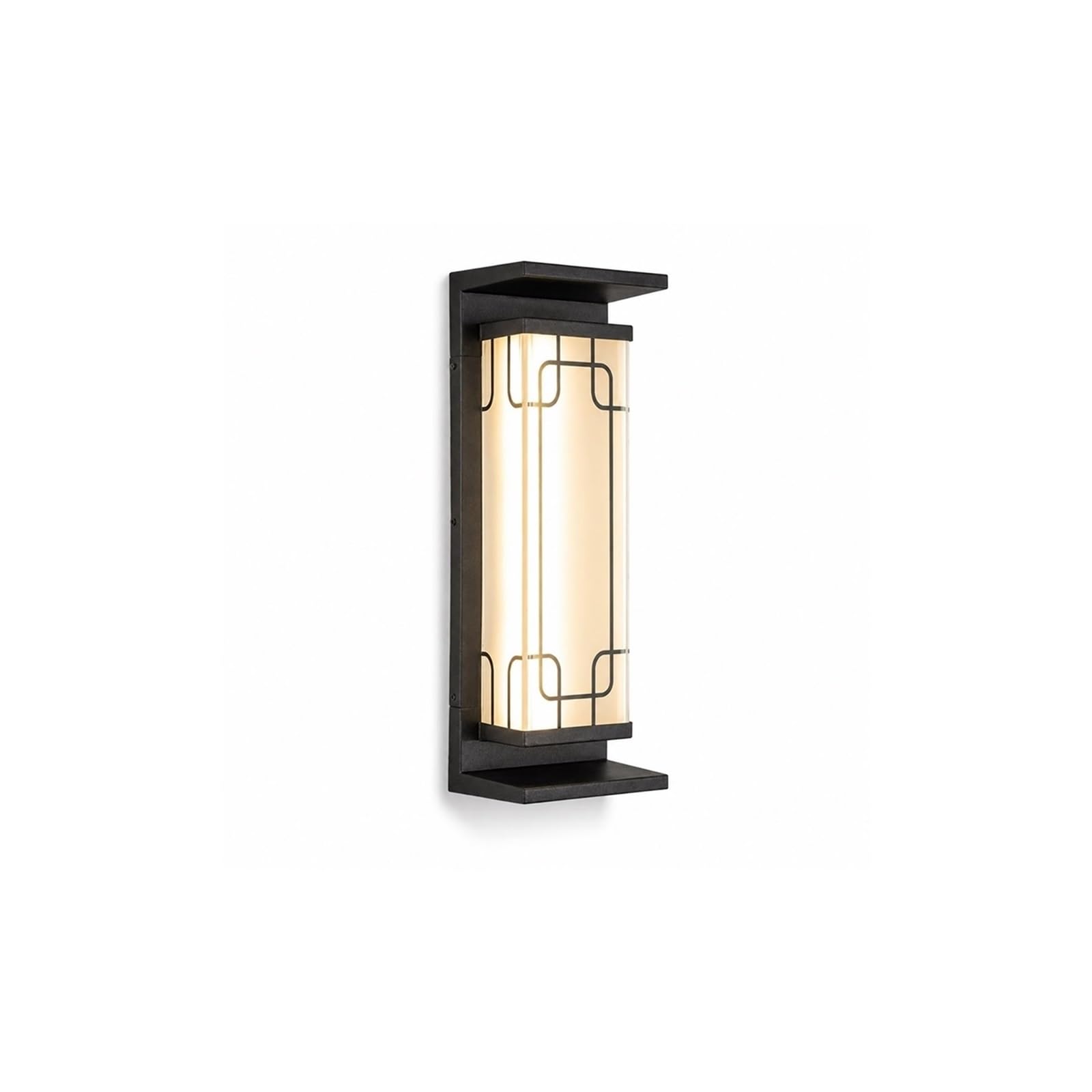 OZBMA Black LED E27 Wall Lantern, Postmodern Outdoor Light, IP65 Waterproof Aluminum Exterior Sconce with Glass Shade, Porch Lighting Fixtures for Patio Courtyard Staircase Threshold