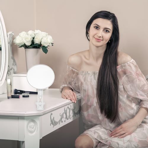 Espejo portátil doble cara plegable para maquillaje miniatura 6