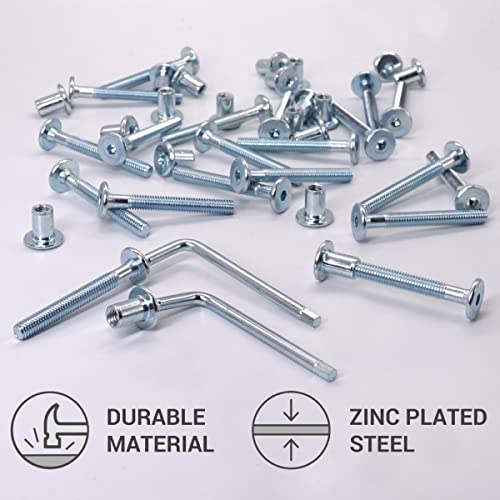 SKIR'CO (20 pcs) Zinc Plated Steel Joint Connector Bolts M6 x 50 mm With Nuts, Furniture Connector Bolt, Hex Allen Screws - Image 3