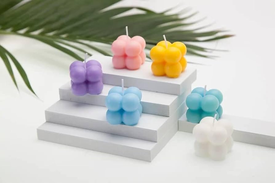 MIAMOREART Scented Mini Bubble Candle - 6 Colors Cute Cube Soy Wax Candles, Home Decor Candle Set 6 Pieces, Home Use and Gifting | Valentines | Scented Bedroom Candles-image-18