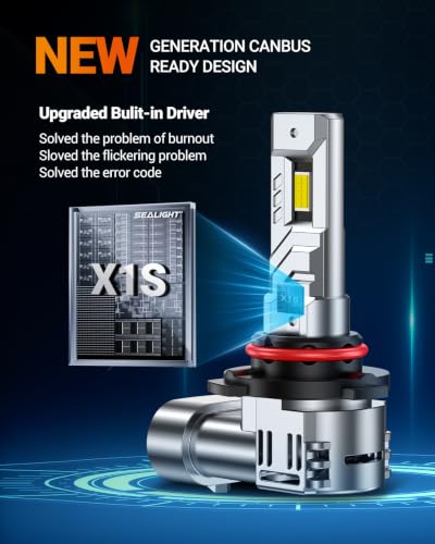 Image of SEALIGHT 9005 9006 Fog Bulbs, 110,000LM 1000% Brightness HB3 HB4 Light Bulbs, 6500K Cool White with 18000RPM Fan, Plug and Play ATV /UTV, 12-Year Extended Lifespan IP68 Waterproof, Pack of 4