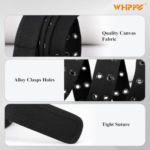 Image of WHIPPY Canvas Double Grommet Belt Unisex Casual Double Prong Belt for Men Women for Jeans Pants