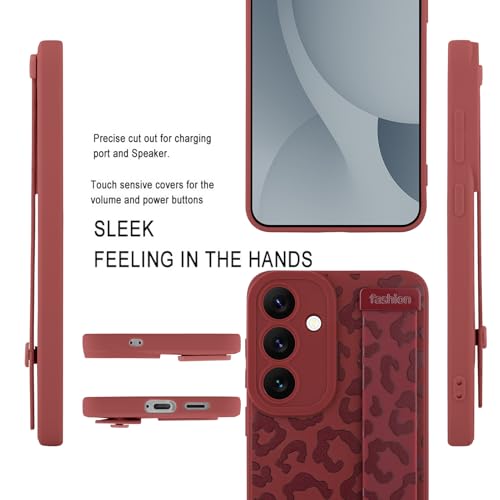 Image of Compatible with Samsung Galaxy S25 Case with Strap Wrist Wine Red