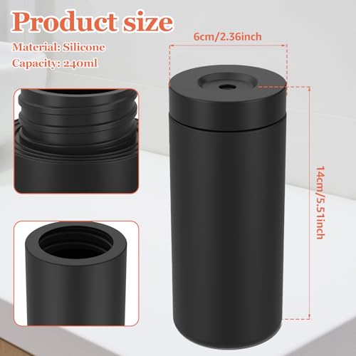 Image of Silicone Dish Soap Dispenser, Reusable Soap Dispenser, Easy to Fill to Use Dish Soap Squeeze Bottle, 240ml Dishwashing Liquid Dispenser Portable Hand Soap Bottle for Kitchen Sink, 2.4 x 5.5 in (Black)