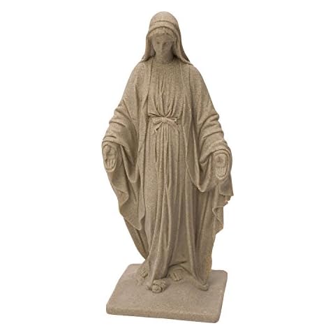 Emsco Group Virgin Mary Statue - Natural Sandstone Appearance - Made of Resin - Lightweight - 34" Height Cover