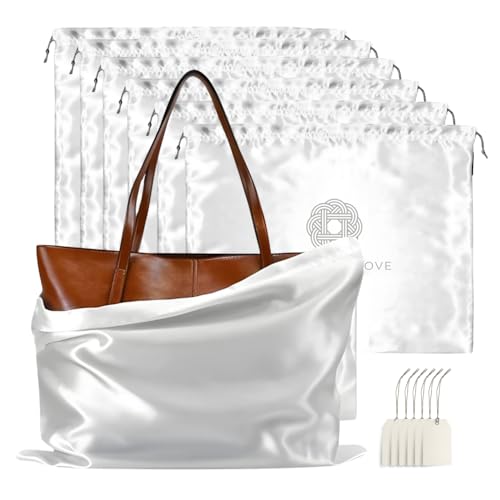 Image of Silk Dust Bag for Handbag, Purses, Shoes, Boots - Silk Drawstring Dustproof Storage Pouch, Reusable and Travel Organizers (6, White, 16in x 20in)