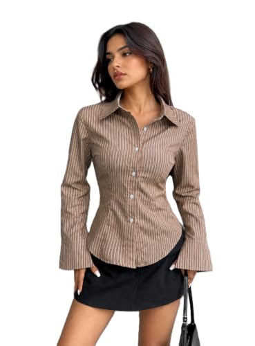 Image of Women Shirt||Women Relaxed Fit Vertical Striped Spread Collar Cotton Casual Shirt (S-12-19)