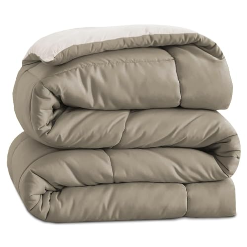 Image of Amazon Brand - Umi AC Comforter Double Bed | AC Blanket Double Bed | 220 GSM Ultra Soft Microfiber Reversible Lightweight All-Weather Bed Comforter /Duvet /Quilt (90 inchX86 inch Inche, Brown & Beige)