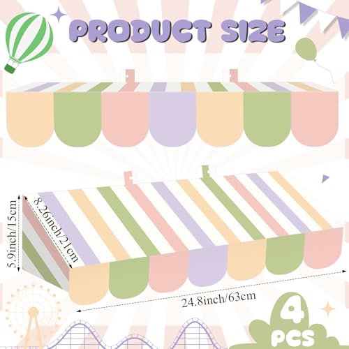 Image of Tallew 4 Pcs 3D Circus Awning Wall Decoration Carnival Awning for Halloween Carnival Theme Party Classroom Decorations(Pastel Color)