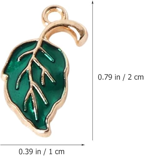 Miniatura 2 de Gadpiparty Cuentas de 20 piezas de dijes de hojas verdes chapados en hojas doradas, dijes de hojas de metal, accesorios de estilo hawaiano para