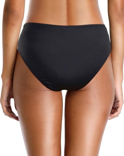 Image of Holipick Womens Black Full Coverage Bikini Bottoms High Waisted Bathing Suit Bottom Twist Front Swimsuit Bottom XL
