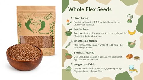 Image of Parshutara Farm Flax Seeds 1kg | 100% Natural Alsi Beej | Rich in Omega-3, Fiber & Protein | Healthy Superfood for Eating & Cooking