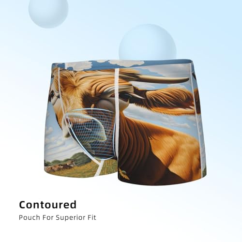 Boys' Cotton Boxer Brief Soft Underwear-Daisy Flower Field Cow4