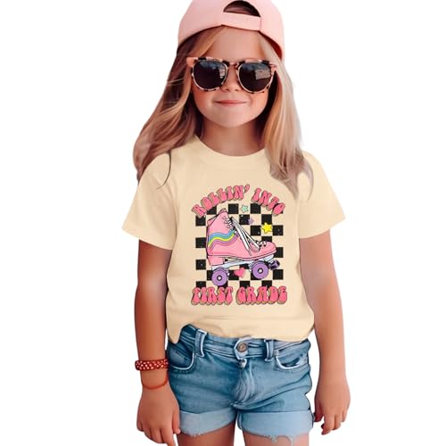 Image of SOFEON First Day of School Shirt for Girls Rollin' Into 1st /2nd /3rd Grade T-Shirt Back to School Skating Graphic Tees Tops