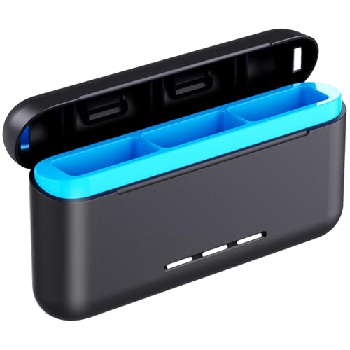 Chargeur de batterie pour caméra d'action 3 slots et sac de transport rigide