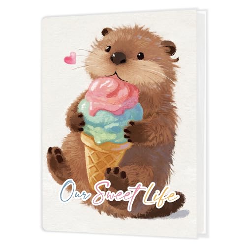 Álbum de fotos Cabana Bro Our Sweet Life de 4x6 pulgadas, álbum de recuerdos con diseño de nutria y helado, 18 bolsillos para 36 fotos, ideal para familia, bebé, boda, aniversario, viajes y vacaciones miniatura 1