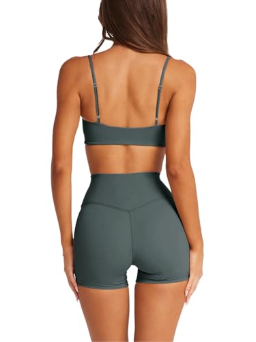 Image of LASLULU Womens Adjustable Spaghetti Straps Sports Bra Square Neck Wireless Padded Workout Yoga Crop Tops