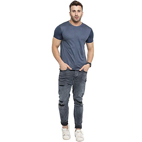 Image of TQH Men Dri Fit Polyester Half Sleeve Round Neck Multicolor t Shirts - Combo Set of 2
