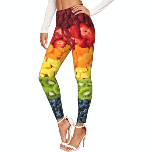 Leggings de compresión para mujer con estampado de frutas arcoíris