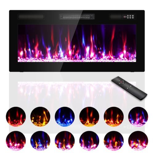 Image of Zionheat 40 inch Ultra Thin Electric Fireplace-Wall Fireplace for Living Room-Fireplace Freestanding /Inserts /Wall Mounted with Remote Control, Timer, Dimmer, 12 Flame Colors, 750 /1500W