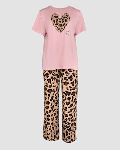 Image of CHICME Womens Pajamas Sets 2 Piece Short Sleeve Lounge Set Printed Loose Pants Pj Sets Loungewear Set