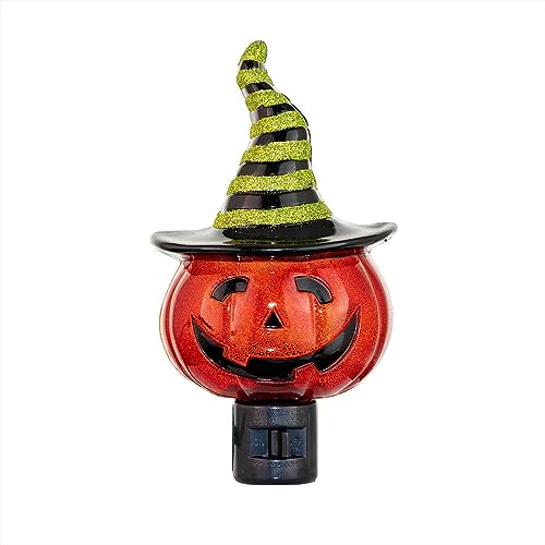 Image of Novelty Lights LED Lamp Pumpkin in Witch Hat Halloween Decoration Night Light with Swivel Plug