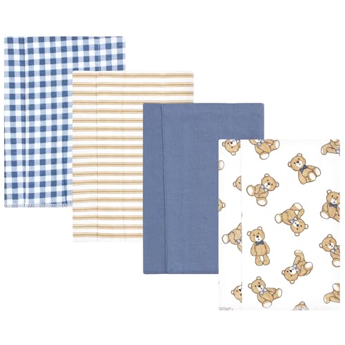Image of Hudson Baby Unisex Baby Cotton Flannel Burp Cloths, Gentleman Bear, One Size