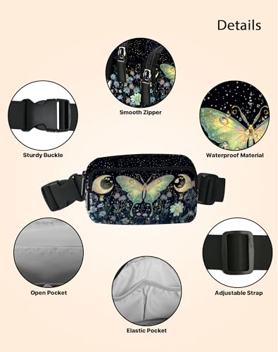 Image of Moth Fanny Pack Lightweight Belt Bag Fashion Waist Pouch | Waterproof, crossbody bags for women, sports, running, traveling, hiking