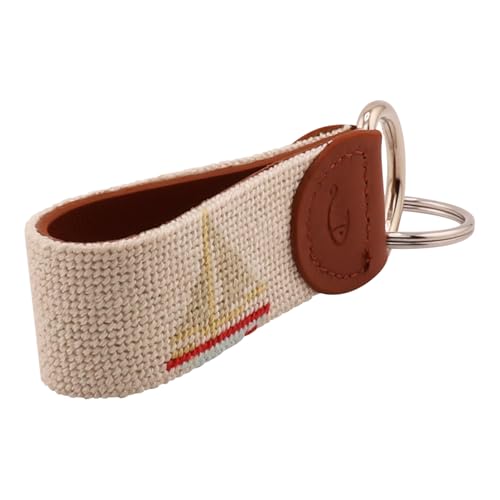 Image of Leather Hand-Stitched Needlepoint Key Fob or Key Chain