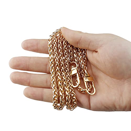 HEEHEE 31.5"(80cm) Mini Purse Chain Strap Delightful Extending DIY Metal Lantern Chains Replacement Straps with Buckles Wide 6mm Gold 1 Pack for Shoulder Cross Body Handbag