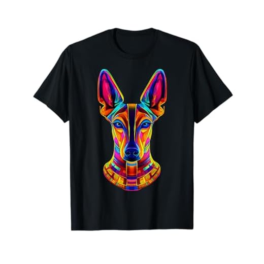 Colorful Pharaoh Hound Face Egyptian Dog Lover Black T-Shirt