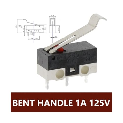 Micro interrupteur souris 3 broches à levier arqué pour soudure PCB 1A