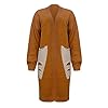 Thick Warm Sweater Womens Women's Long Sleeved Color Matching Cardigan Sweater Loose Pocket Medium Length Cardigan Oversized Cardigans for Women - Afbeelding 3