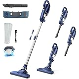 コードレス掃除機 サイクロン式 超軽量 スティッククリーナー 【55kPaパワフルな吸引力&水拭き機能付き】33分間連続稼働 静音設計 伸縮パイプ 壁掛け収納 HS827D