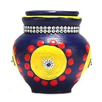 ASHIRWAD Terrakotta Kalash - Handgefertigter Ritualtopf Für Puja & Dekoration (7,6 Cm, Grün)