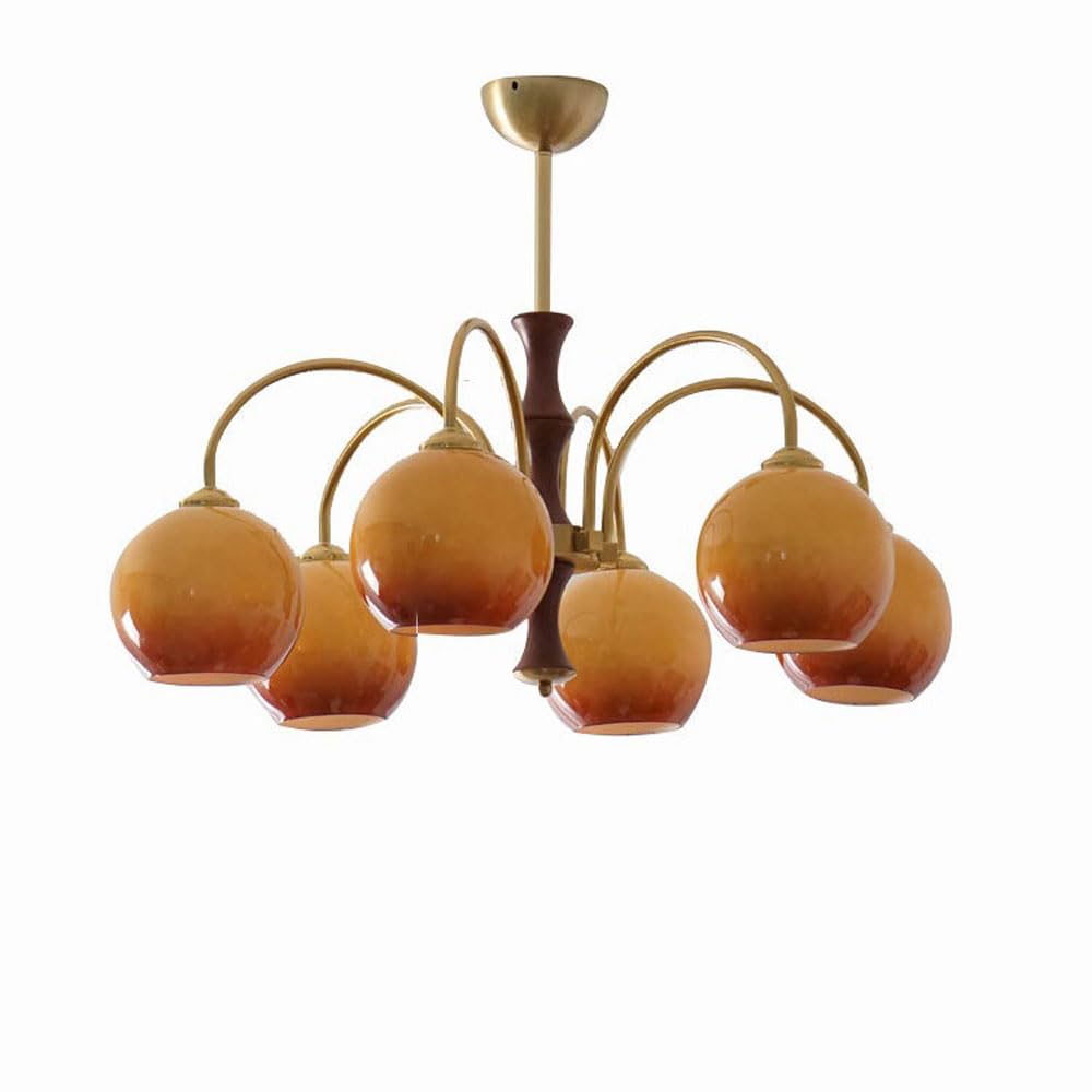 Luminaire suspendu vintage en bois 6 lampes idéal pour illuminer la salle à manger