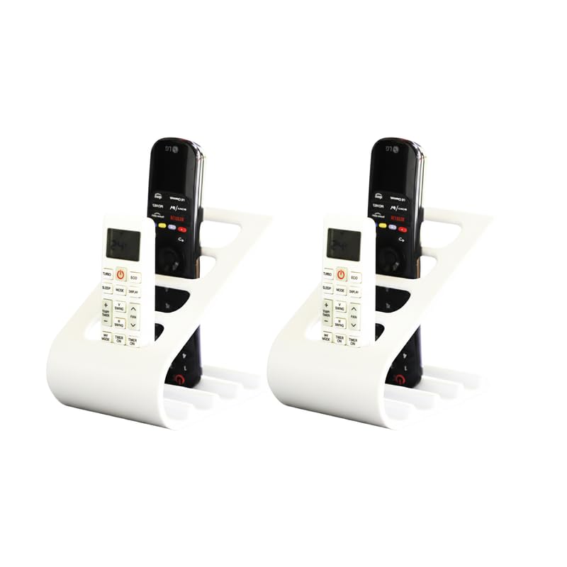 Image of SleekDock - Remote Holder Stand | Holds up to 4 Remotes | Ergonomic Slant Design | Desk & Living Room Organizer (White) Pack Of 2