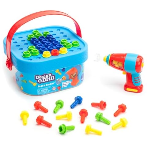 Educational Insights Design & Drill Bolt-It Bucket with Electric Drill Toy, 56 Pieces, STEM Toy, Gifts for Boys & Girls, Ages 3+ Cover