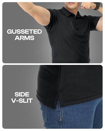 NY Threads Men's Polo Shirt Short Sleeves UPF 50+ Quick Dry Performance Tactical Pique Jersey Golf Shirt4