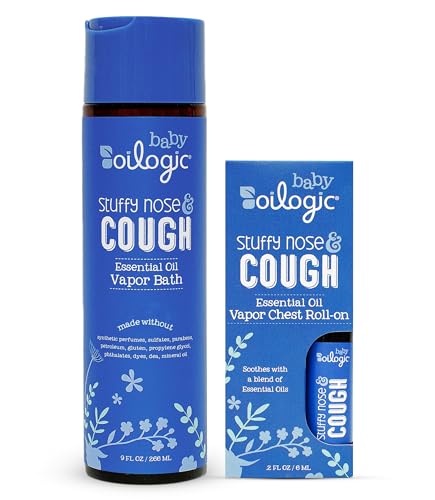 Image of Oilogic Stuffy Nose & Cough Vapor Bath & Roll-On Essential Oil for Babies & Toddlers - Gentle Baby Bath Essentials Soothe & Comfort - Pediatrician-Tested & Safe for Babies