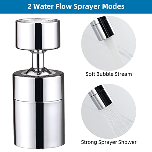 2-Flow Bathroom Faucet Aerator With 3 Adapters, 360-Degree Swivel Female Thread Faucet Aerator With Male Adapter, Water Saving Kitchen Sink Aerator, Chrome Faucet Extender Attachment #TOP1