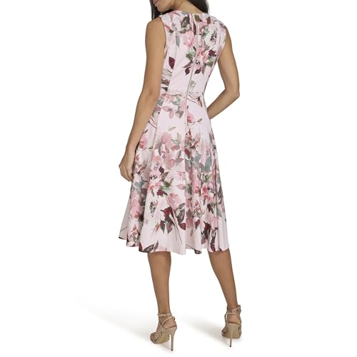 Image of Calvin Klein Women's Sleeveless Round Neck Knee Length Crepe A-line Dress