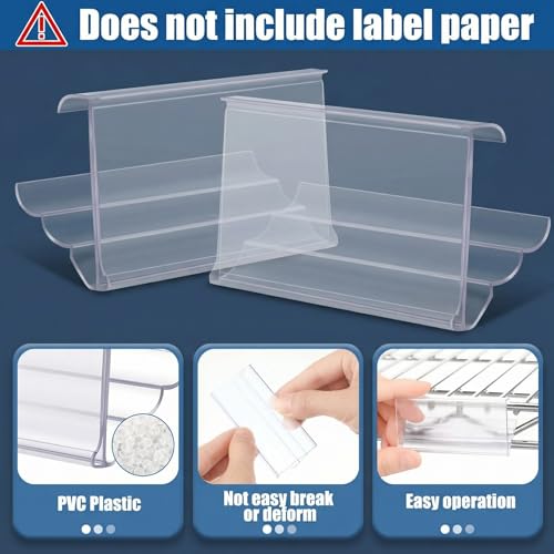 Image of Kathfly 50 Pack Wire Shelf Label Holders Shelf Cable Tags for Wire Shelving 3 Viewing Angles 3 inch Adjustable Clear Plastic Rack Label Holder Retail Clips Compatible with 1-1 /4in Metro Shelving
