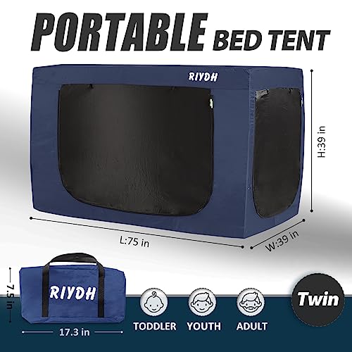 RIYDH Bed Tent Twin Bed Canopy Tents - Portable Dream Tent for Kids and Adult Indoor Sleeping Tents 93% Blackout with 3 Doors Breathable Big Space Tents